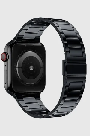 Alternative view of Black Slim Stainless Steel Band for Apple Watch