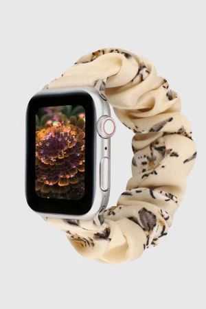 Beige Floral Scrunchie Loop Band for Apple Watch