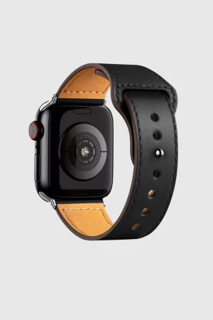 Black Lincoln Leather Band for Apple Watch