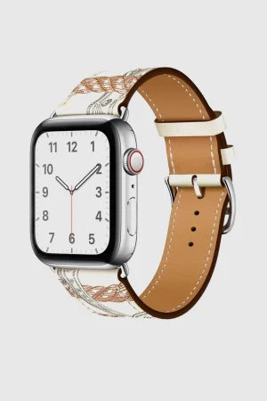 Blanc All-Over Print Single Tour Leather for Apple Watch