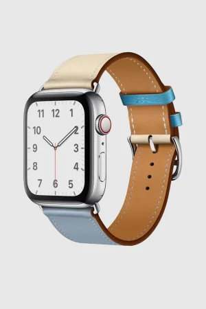 Bleu lin/Craie/Bleu du Nord Single Tour Leather for Apple Watch