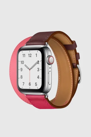 Bordeaux/Rose Extrême/Rose Azalée Double Tour Leather for Apple Watch