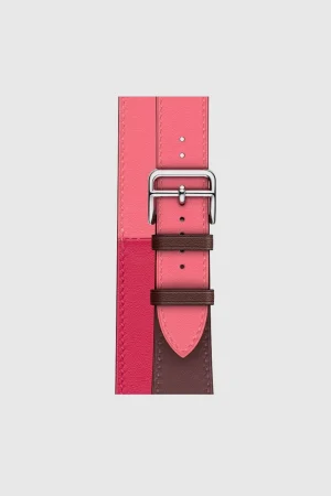 Alternative view of Bordeaux/Rose Extrême/Rose Azalée Double Tour Leather for Apple Watch
