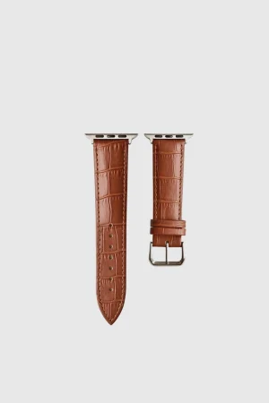 Brown Croc Leather Band for Apple Watch