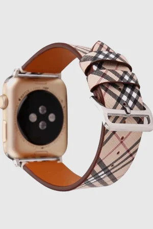 Burberry Check Inspired Leather Band for Apple Watch