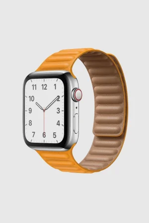 California Poppy Leather Link Band for Apple Watch