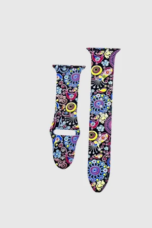 Colourful Paisley Black Printed Sport Band for Apple Watch