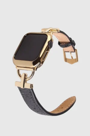 Dakota Hybrid Steel Leather Band for Apple Watch - Gold & Black