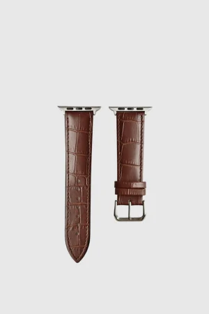 Dark Brown Croc Leather Band for Apple Watch