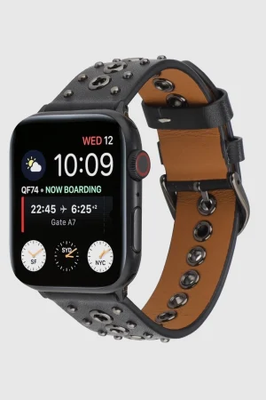 Elektra Leather Band with Black Rivets for Apple Watch