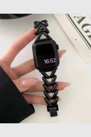 Herringbone Stainless Steel Band for the Apple Watch in Black