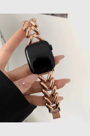 Herringbone Stainless Steel Band for the Apple Watch in Rose Gold