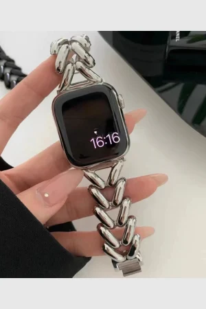 Herringbone Stainless Steel Band for the Apple Watch in Silver