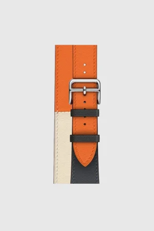Alternative view of Indigo/Craie/Orange Double Tour Leather for Apple Watch