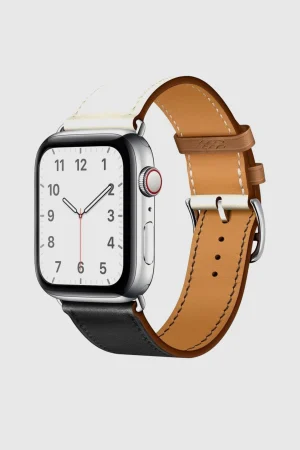 Noir/Blanc/Gold Single Tour Leather for Apple Watch