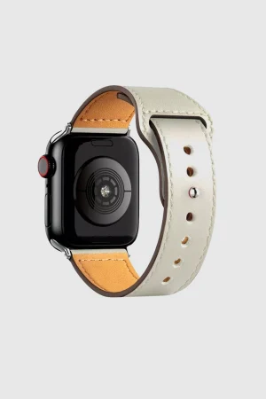 Off White Lincoln Leather Band for Apple Watch