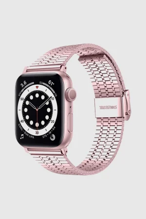 Pink Rose Matrix Stainless Steel Band for Apple Watch