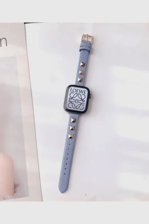 Rockstar Slim Leather Band with Gold Studs for Apple Watch in Lavender
