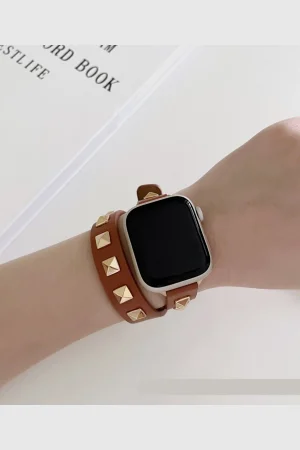 Rockstar Wrap Double Tour Leather Band for Apple Watch in Brown