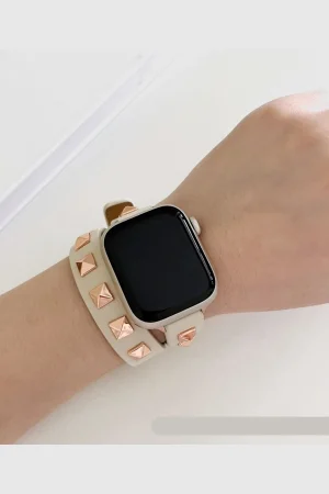 Rockstar Wrap Double Tour Leather Band for Apple Watch in Creamy
