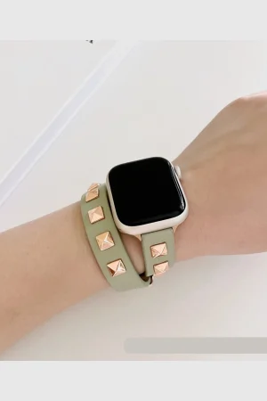 Rockstar Wrap Double Tour Leather Band for Apple Watch in Matcha Green