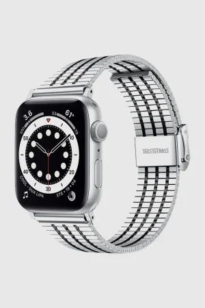 Silver Black Matrix Stainless Steel Band for Apple Watch