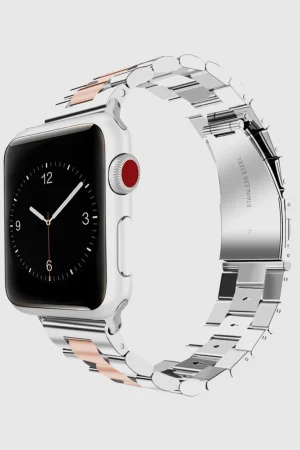 Silver Rose Gold Stainless Steel Band for Apple Watch