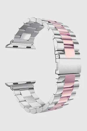 Alternative view of Silver Rose Pink Stainless Steel Band for Apple Watch