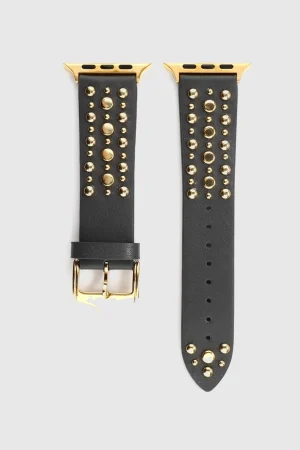 Venus Leather Band with Gold Studs for Apple Watch in Grey