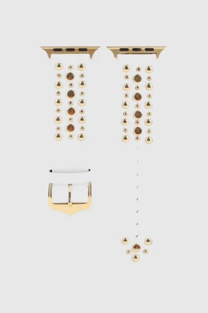 Venus Leather Band with Gold Studs for Apple Watch in White