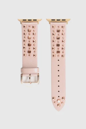 Venus Leather Band with Rose Gold Studs for Apple Watch in Pink