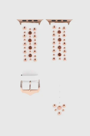 Venus Leather Band with Rose Gold Studs for Apple Watch in White