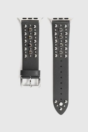 Venus Leather Band with Silver Studs for Apple Watch in Grey