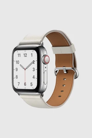 White Classic Leather Buckle for Apple Watch