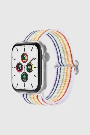 White Rainbow Pride Elastic Loop Band for Apple Watch