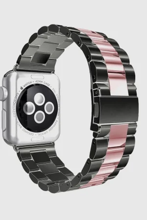 Black Rose Pink Stainless Steel Band for Apple Watch